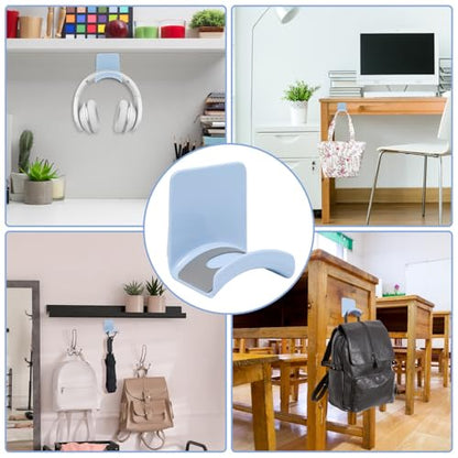 1Pcs Blue ABS Plastic Headphone Stand Hanger, Table Wall Mount Headset Holder Hook, Adhesive Earphones Hangers for Desk Headphone Hanger, Most Headphones and Controller - color: Blue, size: Wall Mount