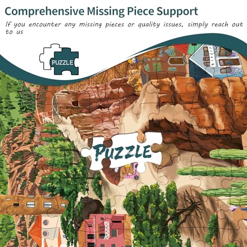 1000 Piece Jigsaw Puzzles for Adults, Mining Town Cliff Puzzle with 1:1 HD Poster, Precise Interlocking, Letter Markings on Back, Dust-Free, Stress Relief & Ideal Family Game Gift - color: Mining Town Cliff