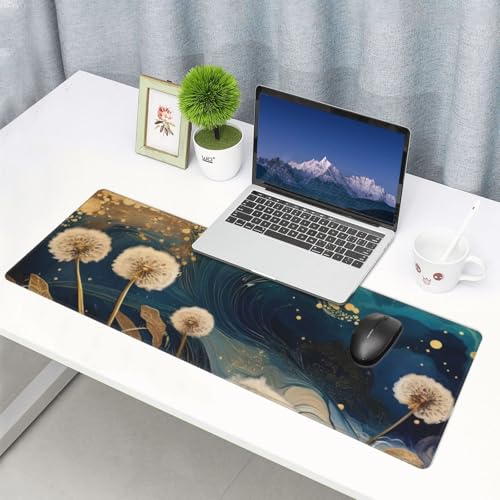 Gaming Mouse Pad, Large Non-Slip Rubber Base Mousepad, Keyboard Mouse Mat, Desk Pad with Stitched Edges, 31.5x11.8inch, Abstract Dandelion - color: Abstract Dandelion