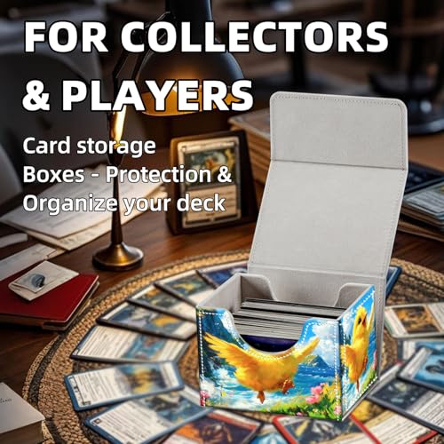 Trading Card Storage Box, Holds 100+ for MTG Cards, Premium PU Leather with Magnetic Closure, Cheerful Yellow Chick By Sea Durable Deck Box for Magic the Gathering, Trading Card Games - color: Cheerful Yellow Chick By Sea