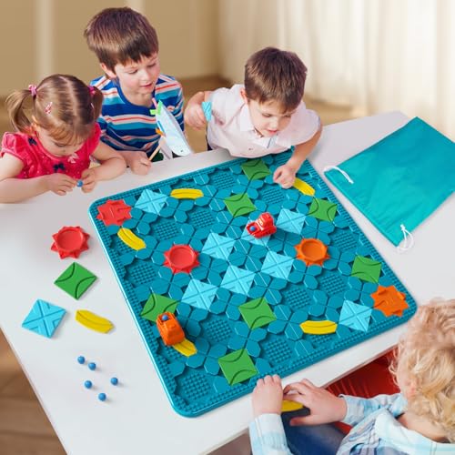 Kids Toys STEM Board Games - Large Size Logical Road Builder Educational Brain Teasers Puzzles Toys, Preschool Learning Montessori Big Board Maze Birthday Gifts Kids Boys Girls Age 4-8 Year Old - color: Turquoise