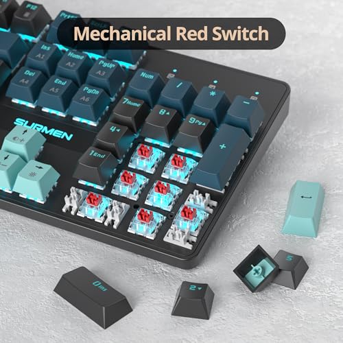 Full Size Mechanical Keyboard, Creamy Keyboard with Number Pad, 104 Keys Wired Gaming Keyboard with Red Switch, RGB Backlit for PC Laptop - color: Monster B