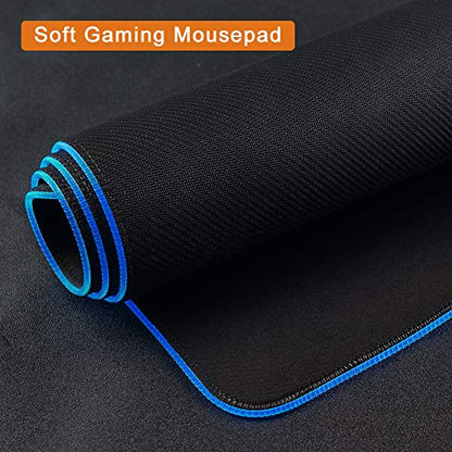 Kalafun Large RGB Gaming Mouse Pad XXL Extended LED Mousepad with Non-Slip Rubber Base, Long Soft Light Up Computer Mouse Mat for Laptop (800×300×4mm, Black)