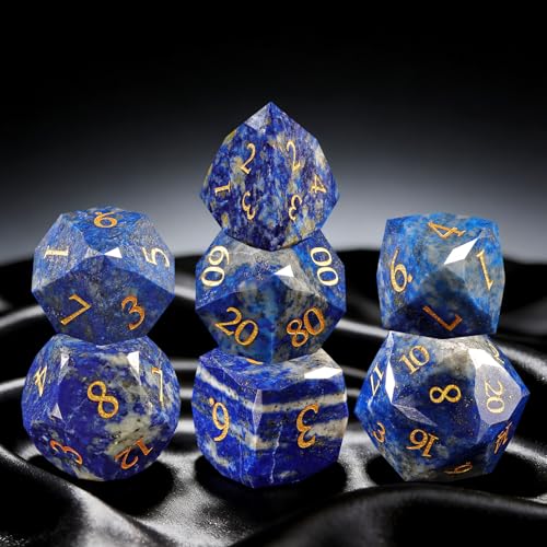 Unique Gemstone Dice Set 7PCS, Handmade Natural Stone Polyhedral DND Dice with Premium Gift Case for Board Game Lovers Birthday Gift - color: Zs-qj
