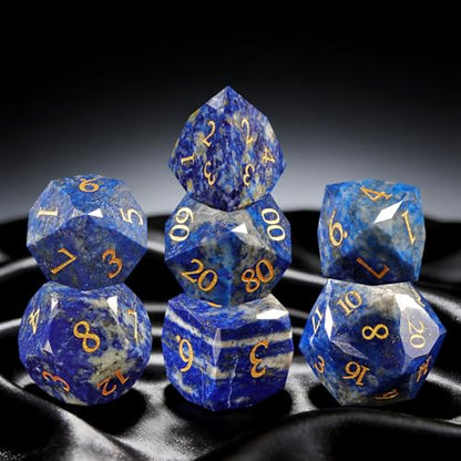 Unique Gemstone Dice Set 7PCS, Handmade Natural Stone Polyhedral DND Dice with Premium Gift Case for Board Game Lovers Birthday Gift - color: Zs-qj