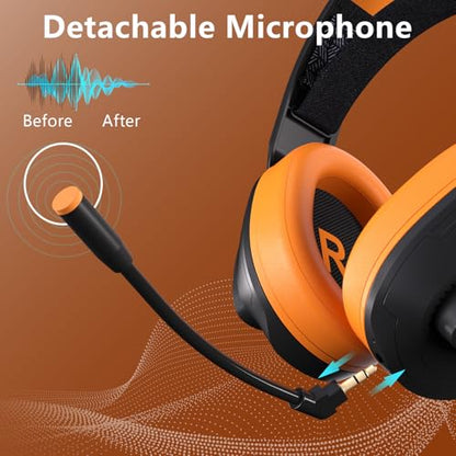 Jeecoo G90 Gaming Headset with Microphone for PC PS4 PS5 - Low-Latency 2.4G Wireless & Bluetooth V5.3, Superb Stereo Sound, Lightweight & Comfortable Over-Ears Gaming Headphones (Not for Xbox)