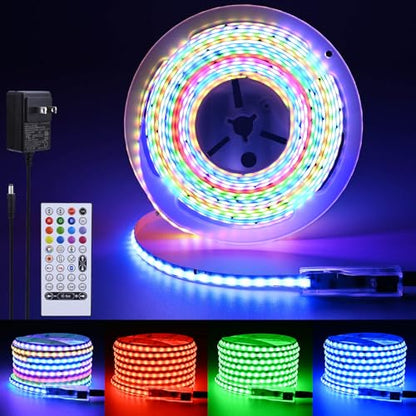24V RGB+IC Addressable COB LED Strip Kit 16.4ft 360LEDs/M | WS2811 IC Addressable Music-Sync Dimmable Color Changing Multicolor RGB+NW LED Tape Kit for Bedroom Gaming Room Party Lights - color: RGB+IC