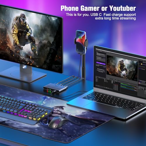 4K60Hz 1080P240Hz Video Capture Card VRR Passthrough PS5 PC | Lag-free HDR audio video recorder device with USB 3.2 fast charging and 3.5mm ports for Xbox - size: 4K 60Hz Silver