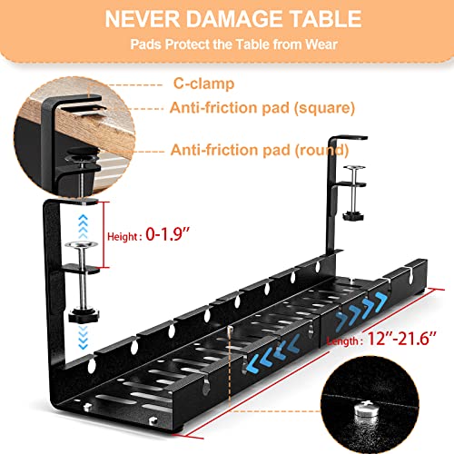 Shikha Cable Management Under Desk, Adjustable Cable Organizer with Adhesive Cable Holder Clips, Reused Cable Ties. Stable & Durable.(Black) - color: Black, size: 12-21.6"-1 Pack