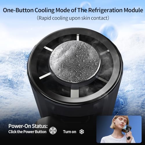Portable Rechargeable Handheld Turbo Fan,9000mAh Multifunctional Cooling Fan with Ice Cooling ＆ Charging Function,Built-in Type-C Charging Cable & LED Display,100-Speed Wind,Suitable for Travel/Office
