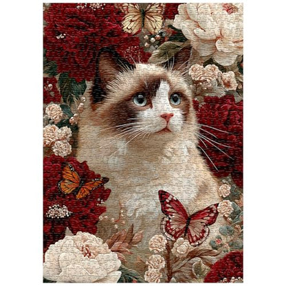 Cat Puzzles for Adults 1000 Pieces, Flower Animal Jigsaw Puzzles Kitten Butterfly, Floral Kitty Puzzle, Difficult Flower Cat Puzzle as Home Decor - style: Peony Cat Dreams puzzle