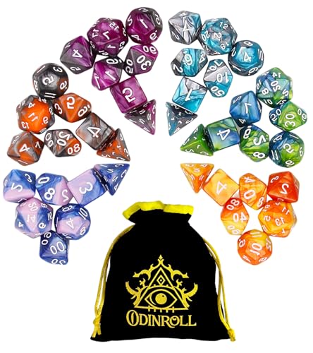 Polyhedral Dice Set, 42 Pieces - 6 Sets of RPG Dice with 1 Bag for Dungeons and Dragons D&D RPG MTG Board Games, Includes D20, D12, D8, D6, D4, D10 (0-9) and D10 (00-90) - color: Multicolor