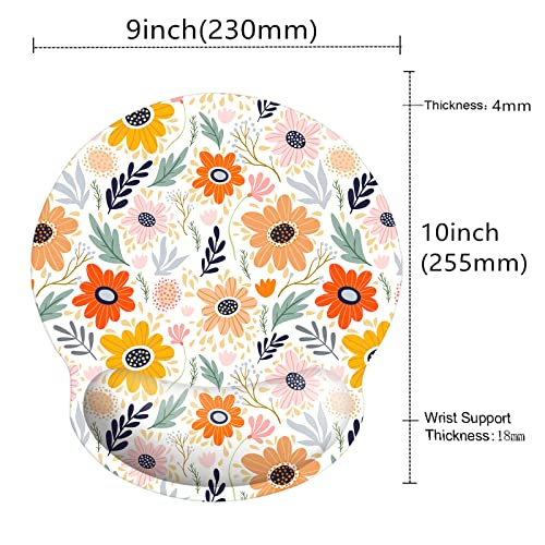 Memory Foam Wrist Support Mouse Pad Comfortable Padded Wrist Mousepads 9in X10in Desktop Notebook Mouse Mat (Pretty Flower Foam) - color: Pretty Flower Foam