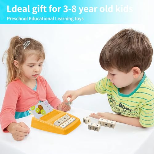 Educational Toys for Kids Ages 3-8, Matching Letter Spelling Game ABC Math Learning, Xmas Birthday Party Gifts for 3 4 5 6 7 8 Year Olds Boys and Girls Yellow - color: Yellow