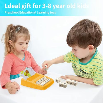Educational Toys for Kids Ages 3-8, Matching Letter Spelling Game ABC Math Learning, Xmas Birthday Party Gifts for 3 4 5 6 7 8 Year Olds Boys and Girls Yellow - color: Yellow