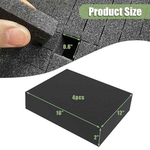 LAFENLIN Pick & Pluck Foam 4-Pack for Gun Case,16x12x2"Customizable Insert | High-density closed-cell polyethylene, pre-scored for easy customization.Protects firearms, electronics, tools & collectibles - size: 4 Pack One Size-16 Inch Length