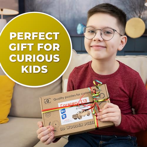 CG Games 3D Wooden Puzzles, CARSTERY E13 Car Model Kit. Self Building Vehicle DIY Kits, Wood Puzzle Models for Kids to Build, Brain Teaser Educational Puzzle Gifts for 8 Years Old and Up