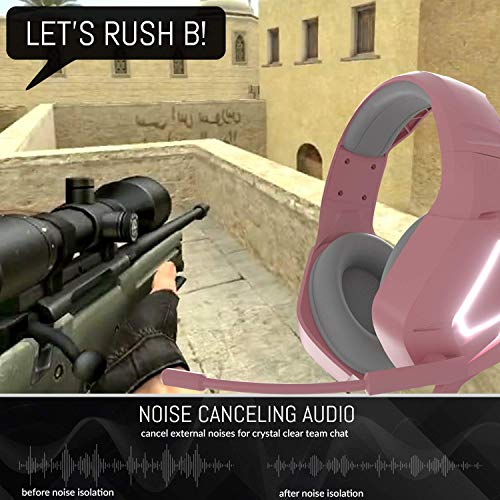 Orzly Gaming Headset (Pink) for PC and Gaming Consoles PS5, PS4, Xbox Series X | S, Xbox ONE, Nintendo Switch & Google Stadia Stereo Sound with Noise Cancelling mic - Hornet RXH-20 Nakuru Edition - color: Pink