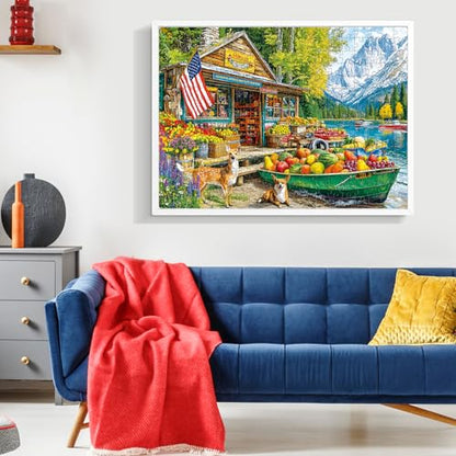 300 Piece Puzzles for Adults,Country Store Puzzles for Adults Children Seniors,Large Piece Dog Deer Fruit Puzzle for Kids Ages 8-10 10-12,Fun Challenging Landscape Family Puzzle Game Nights,20.5*15in - style: Grocery Store