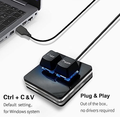 BTXETUEL Copy and Paste 2-Key Keyboard SAYO OSU Keypad Hotswap One Handed Mechanical Gaming Keyboard Cherry Switch RGB Backlit Mini USB Keypad for macros or Rhythm Games - color: Black
