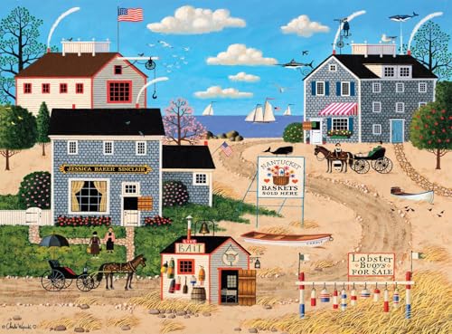 Buffalo Games - Charles Wysocki Nantucket - 1000 Piece Puzzle for Adults | Precision-Cut Pieces for Smooth Assembly, Full-Size Poster, Made in USA, Minimal Dust, Adult Jigsaw Puzzles 1000 Pieces
