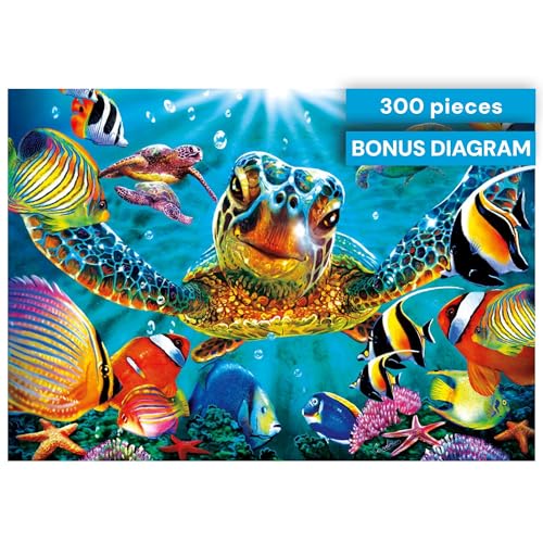 Buffalo Games - Tiny Bubbles - 300 Piece Puzzle for Adults - Oversized, Easy-to-Hold Pieces - Steve Sundram Ocean Scene - Premium Giftable Jigsaw