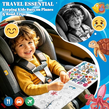 Kalysky Dinosaur and Ocean Animal Sticker Book for Kids Ages 4-8 | Search and Find Sticker Activity Book,Travel Toys for Toddlers, Airplane & Road Trip Games, Educational Fun - color: Dinosaur and Ocean Animal