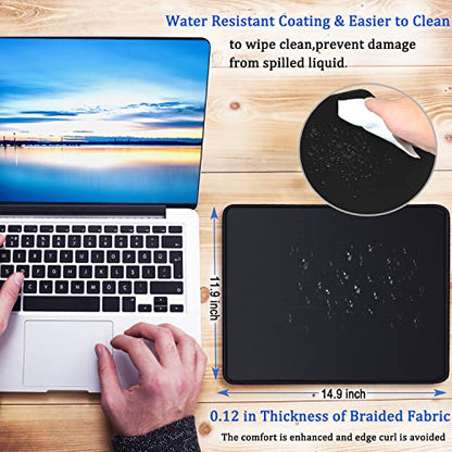 Mouse Pad, Large Gaming Mouse Pad with Double Stitched Edges 14.9 x 11.7 in | MousePad, Premium-Textured & Waterproof Mousepad, Nonslip Natural Rubber Base Mouse pad for Laptop,Computer, Office - color: Black, size: 11.9L x 14.9W inches
