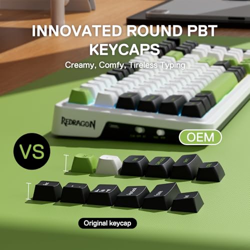 Redragon K686 PRO Wireless RGB Gasket Gaming Mechanical Keyboard, Easy Knob | Multi-Function Control Wheel, 0-Delay Tri-Mode, Cushioned 5-Layer Noise Dampening for Creamy Thocky Sound, Practical 98 Keys - color: GreenFlash Genji, size: 98 Keys