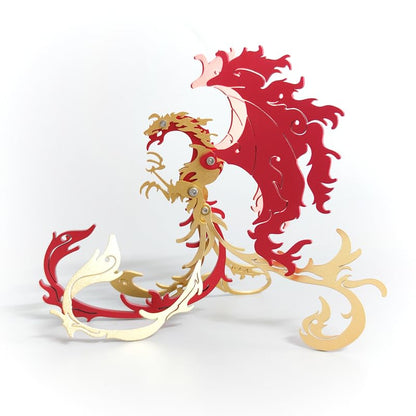 Phoenix 3D Metal Jigsaw Puzzle, Red-Wings, 28 Pieces | DIY Games, Handmade Model Kits, Stainless Steel, Building Blocks Assembly, Gift for Adult - color: Phoenix Red-wings