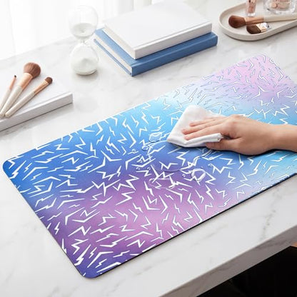Large Padded Desk Mat, Waterproof PU Leather, Ombre Gradient | Stylish Korean print, smooth grip rubber base, anti-curl edges, soft, flexible and portable for gaming & office use