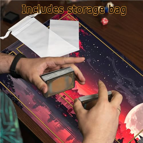 MTG Playmat Stitched Edges, MTG Play Mat for MTG TCG 24 x 14 inches Trading Card Inked Game Playmats with Storage Bag Smooth Rubber Surface Battle Game (Playmat 3) - color: Playmat 3 Stitched Edges Mats