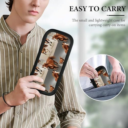 Travel Handheld Carrying Case for Switch, Running Brown Horse Travel Storage Holder with Mesh Pocket, Hard Shell Protective Bag with 15 Game Cartridges - color: Design (213)