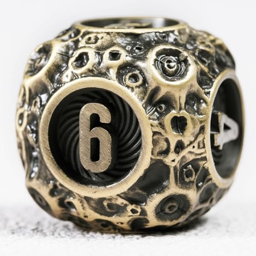 Unbeaten 7PCS Meteorite Metal Dice Set with Box, RPG DND Dungeons and Dragons Role Playing Game Polyhedral Dice Set D20 D12 D10 D8 D6 D4 (Ancient Bronze)
