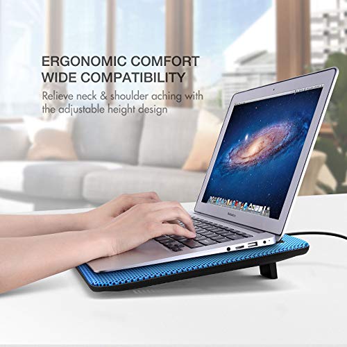 Havit HV-F2056 15.6-17 Inch Laptop Cooler Cooling Pad - Slim Portable USB Powered (3 Fans) (Blue) - color: blue