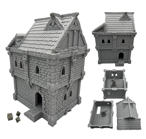 Tabletop Miniature Medieval Castle Building Terrains Compatible with D&D - 28mm Scale Scenery with Medieval Architecture Style, Collectible Dioramas, Paintable, by HAUTICO Gift for Hobby Enthusiasts