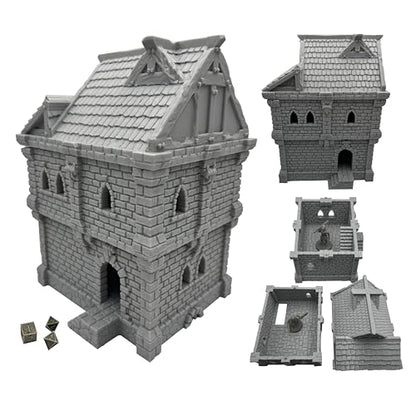 Tabletop Miniature Medieval Castle Building Terrains Compatible with D&D - 28mm Scale Scenery with Medieval Architecture Style, Collectible Dioramas, Paintable, by HAUTICO Gift for Hobby Enthusiasts