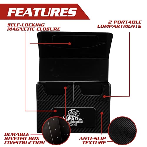 Monster Protectors Magnetic Double Deck Box Value Set- 2 PK-Each Box Holds 2 Complete TCG Sleeved Decks (150 Cards)-Compatible with MTG Magic Gathering, Yugioh Trading Card Games- Colors Vary