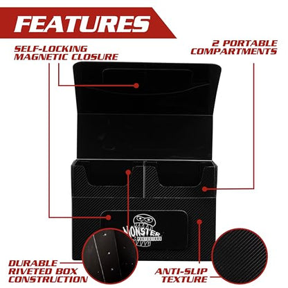 Monster Protectors Magnetic Double Deck Box Value Set- 2 PK-Each Box Holds 2 Complete TCG Sleeved Decks (150 Cards)-Compatible with MTG Magic Gathering, Yugioh Trading Card Games- Colors Vary