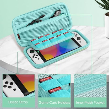 FINTIE Carrying Case for Nintendo Switch / Switch OLED Model (2021) | Shockproof, Hard Shell Protective Cover, Portable Travel Storage Bag, 10 Game Card Slots & Inner Pocket - color: seaside ombre