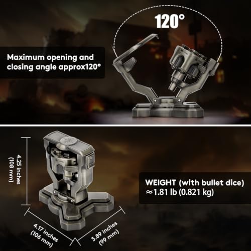 Bullet Nest Metal dice Set,Insane Bullet dice Revolver,Metal dice Set for DND with Spinning Revolver Cylinder Container, Dice for D&D, or Crime Theme Tabletop Games (D4, Silvery) - color: Silvery, style: D4