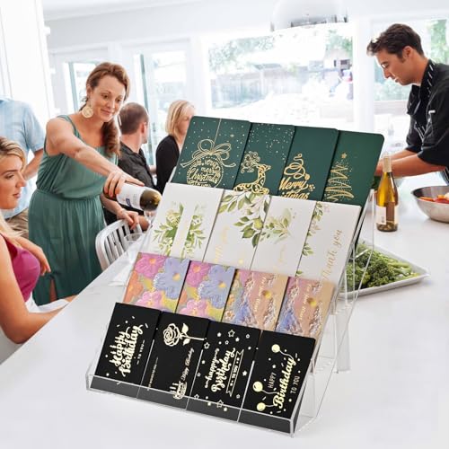 PecMuikee Greeting Card Display, 4 Tiers Clear Acrylic Sticker Display Stand for Vendors Retail, Display Photo Stand for Counter Tabletop Display Supplies, 1 Set - color: 1 Set