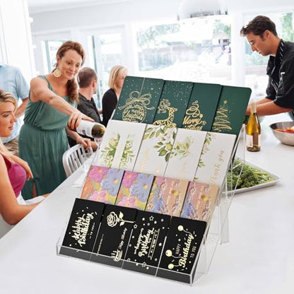 PecMuikee Greeting Card Display, 4 Tiers Clear Acrylic Sticker Display Stand for Vendors Retail, Display Photo Stand for Counter Tabletop Display Supplies, 2 Sets - color: 2 Sets