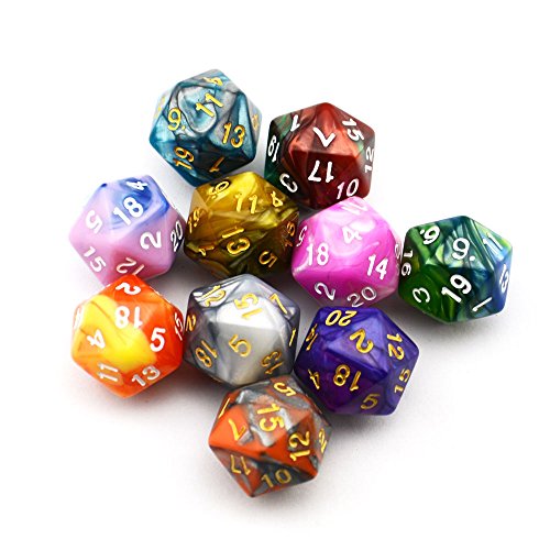 SmartDealsPro 10-Pack 20 Sided Dice D20 Polyhedral Dice for DND RPG MTG Table Game (Double Color) - color: Double Color