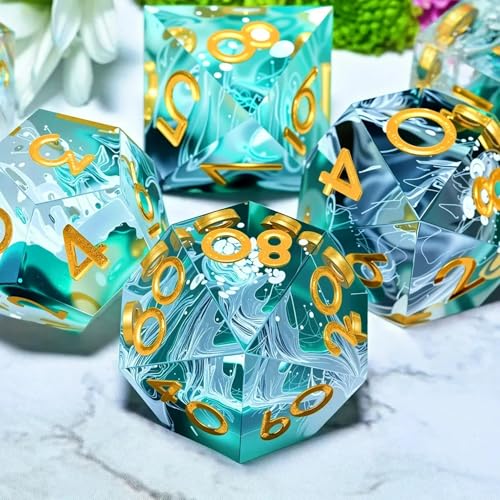 Dungeons and Dragons dice Set DND, polyhedral D&D Resin dice Set, Suitable for Role-Playing dice Game RPG Pathfinder DND dice Set - color: Resin Cloud Line