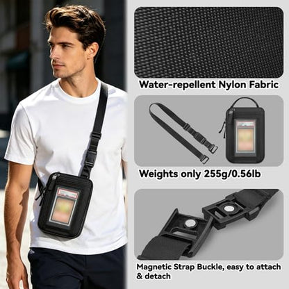 VANEST Sling Bag Compatible with Graded Cards and TCG Singles, Cross Body Bag Hold Slab Storage Carrying Case, Display Window for Card Shows Perfect for Display