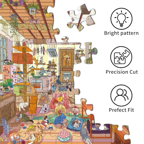 1000 Piece Jigsaw Puzzles for Adults,Pet Paradise Puzzle with 1:1 HD Poster, Precise Interlocking, Letter Markings on Back, Dust-Free, Stress Relief & Ideal Family Game Gift - color: Pet Paradise