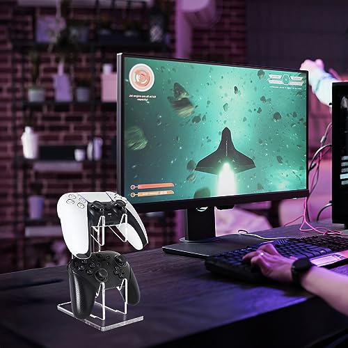 FYY Game Controller Holder 2 Pack - 2 Tiers Universal Dual Controller Stand Headphone Holder, Acrylic Clear Controller Display Stand Compatible with Nintendo Switch Xbox PS5 PS4 - color: 2 Pcs-2-Tier-Clear