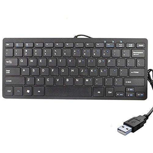iKKEGOL USB Mini Slim Wired 78 Key Small Super Thin Compact Keyboard for Desktop Laptop PC Win 7 Mac (Black) - color: Black