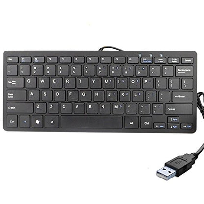 iKKEGOL USB Mini Slim Wired 78 Key Small Super Thin Compact Keyboard for Desktop Laptop PC Win 7 Mac (Black) - color: Black